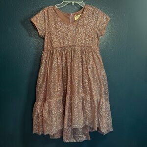 Joyfolie Glittery Rose Gold Kids Dress